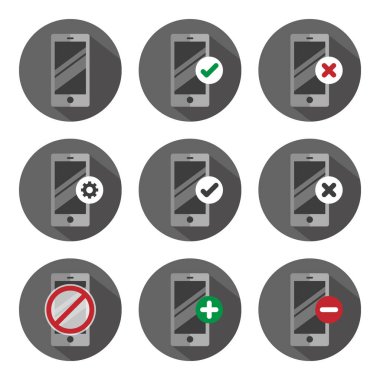 Cep telefonu gri düz vektör yuvarlak düğmesini imzala