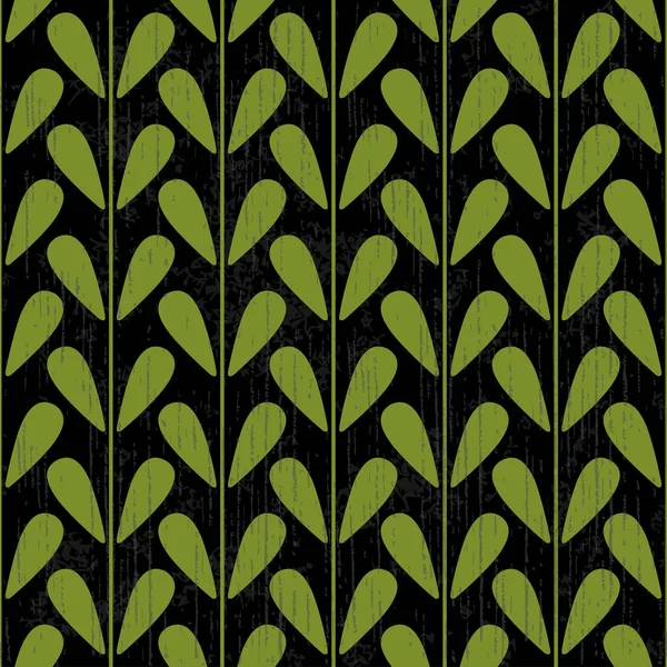 Retro Green Foliage Seamless Pattern Repeatable Vector Background Stalks Leaves — Stock Vector