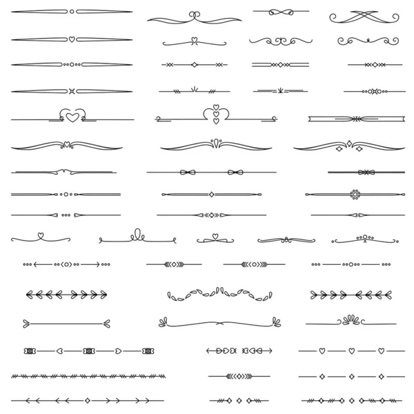 Metin ayırıcıları. Vektör tipografik çizgi ayırıcı seti. Grafik metin ayırıcıları.
