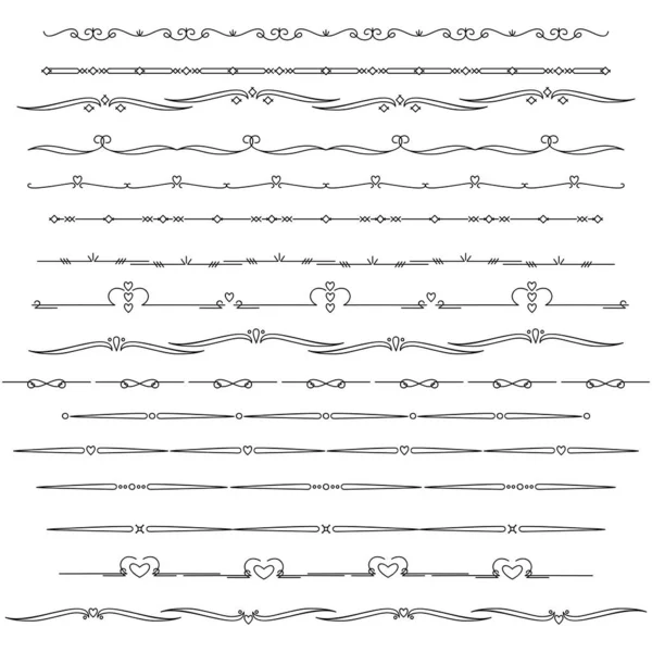 Metin Ayırıcıları Vektör Tipografik Çizgi Ayırıcı Seti Grafik Metin Ayırıcıları — Stok Vektör