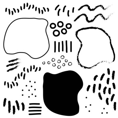 Soyut şekiller çizgiler taslak elementler. İzole edilmiş grafik vektör kümesi.