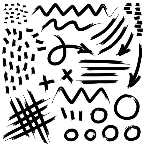 Formas Abstractas Líneas Figuras Elementos Boceto Conjunto Objetos Vectoriales Gráficos — Vector de stock