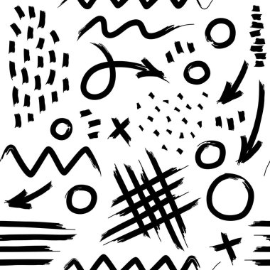 Soyut şekiller çizgiler taslak elementler. Grafik vektörü siyah ve beyaz pürüzsüz desen.