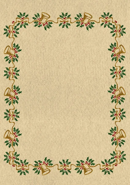 Carte de vœux de Noël vintage avec un beau motif autour du bord et un endroit pour le texte ou la photo — Photo