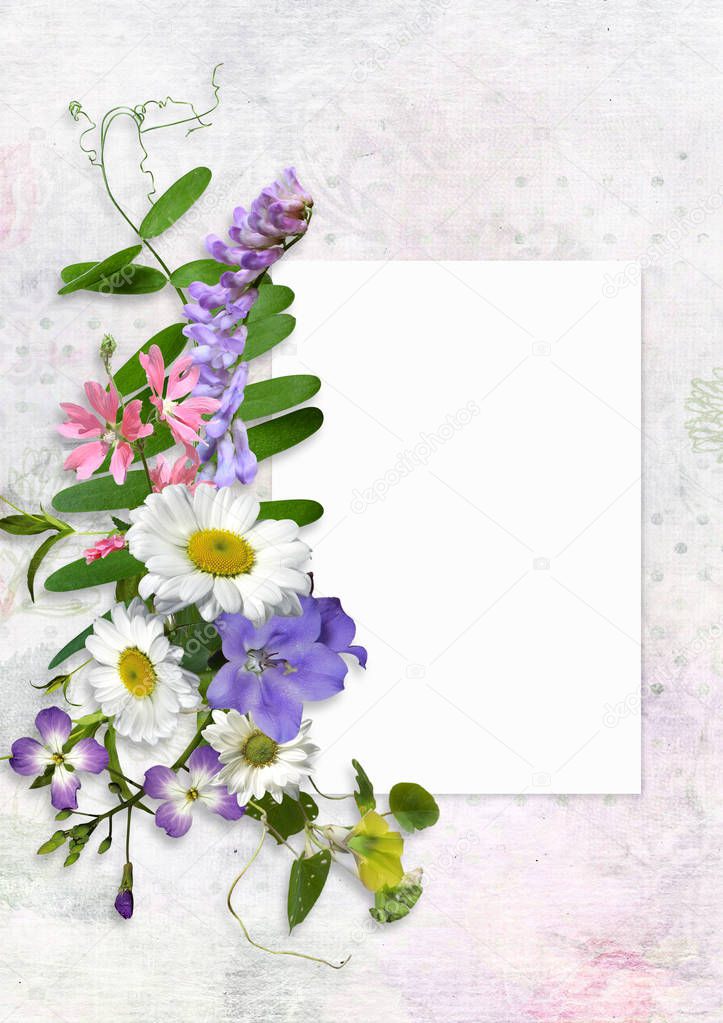 Greeting card with space for text and flowers