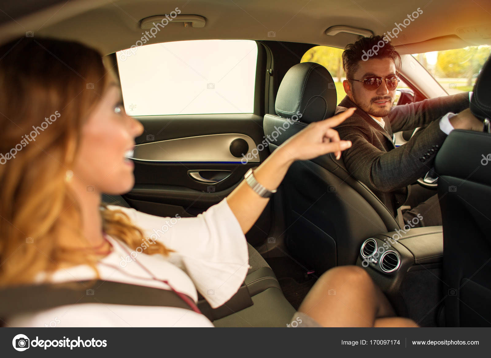 Businesswoman Showing Driver Directions Stock Photo C Km