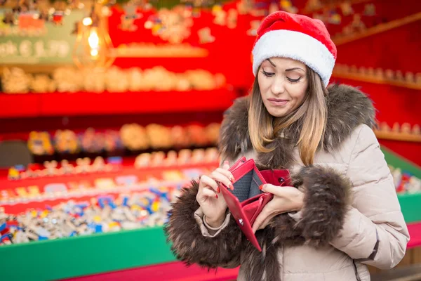 Geen geld meer voor de kerstinkopen — Stockfoto