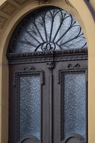 Hermosa Puerta Delantera Con Vidrio Esmerilado — Foto de Stock