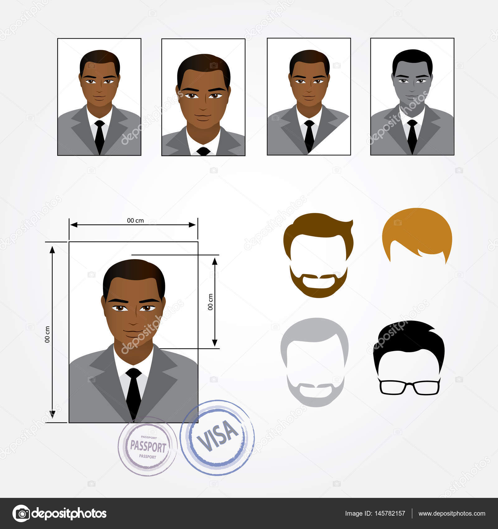 Set Face Business Suits Clothing Hairstyles Stock Vector