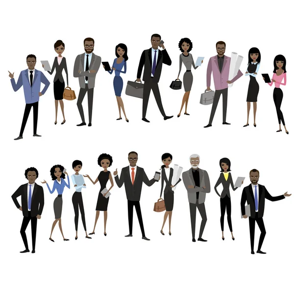 Set of different african american businessman character,avatar o Royalty Free Stock Illustrations