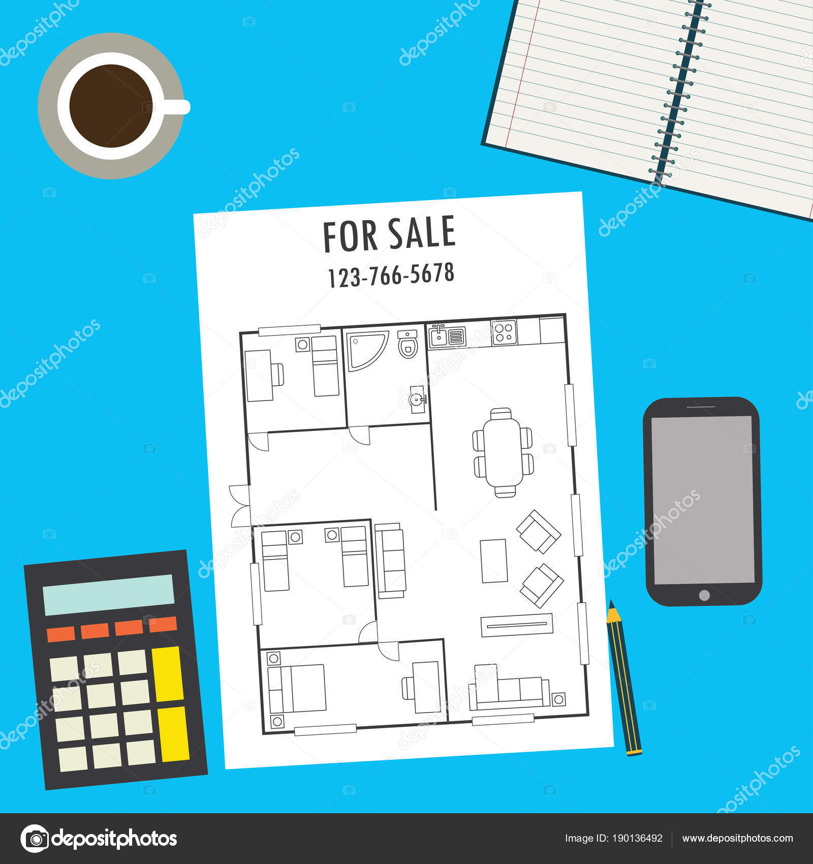 Floor Plan On Paper And Other Objects Stock Vector C Naum100