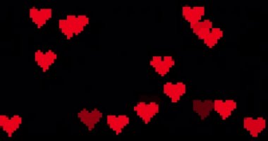 Flying hearts 8-bit. Pixel-art.