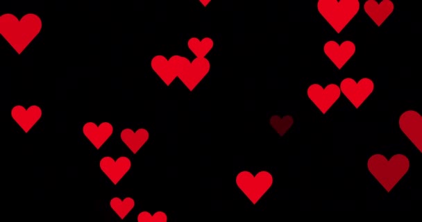 Flying Hearts Black Background — 图库视频影像