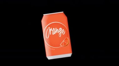 Orange soda on a black. Soda can.