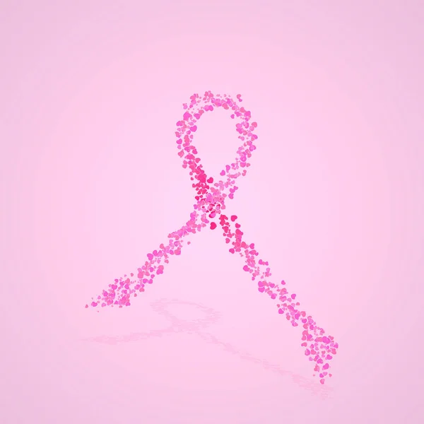 Breast cancer. pink ribbon from hearts. Vector illustration — Stock Vector