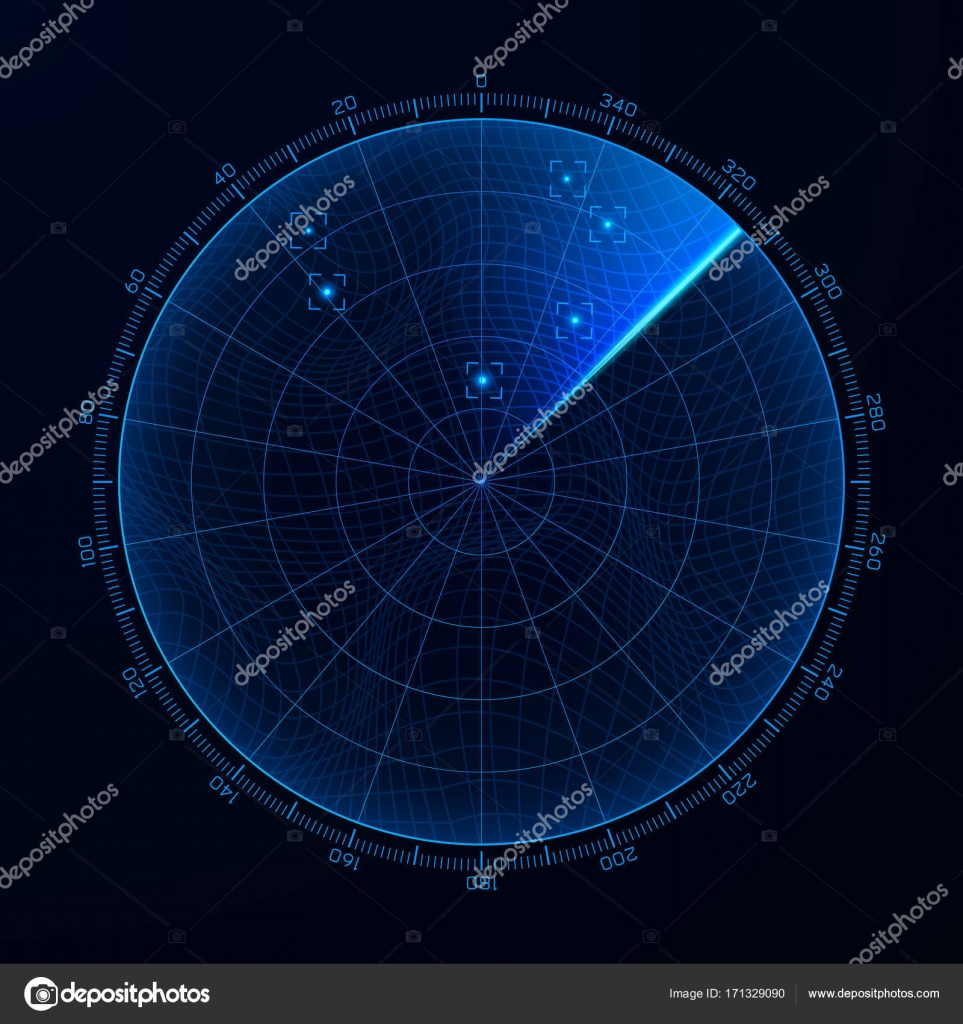 Blip. HUD interface element radar. Target detection on the radar screen