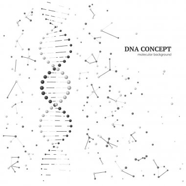 Grafik modeli molekülün Dna. Moleküler arka plan. Vektör çizim