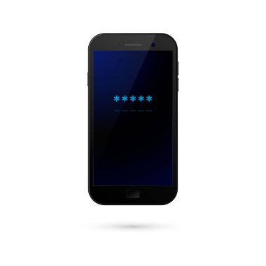 Cep telefonu parola alanı. smartphone güvenlik, kişisel erişim, oturum açma, koruma teknolojisi, kullanıcı yetkilendirme kavramı. vektör çizim