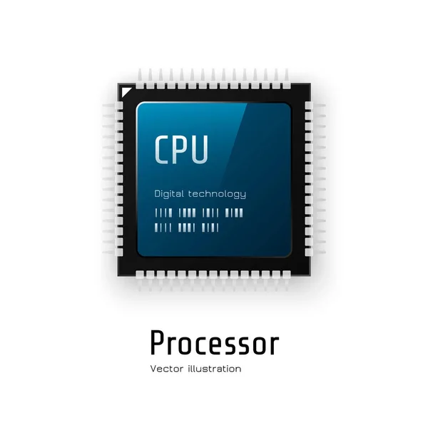 Cpu.白色背景的微芯片处理器。矢量插图 — 图库矢量图片
