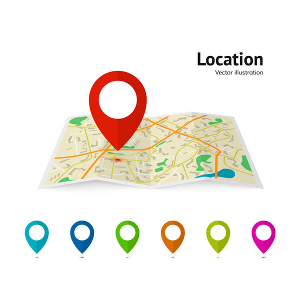 Set of marker pointer on map. map vector illustration. Modern plan pin pointer roadmap. GPS navigation systems. Vector illustration