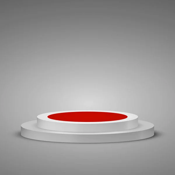Κυλινδρικό βάθρο με κόκκινο χαλί. Βάθρο σκηνή με ένα βήμα. Εικονογράφηση διάνυσμα — Διανυσματικό Αρχείο