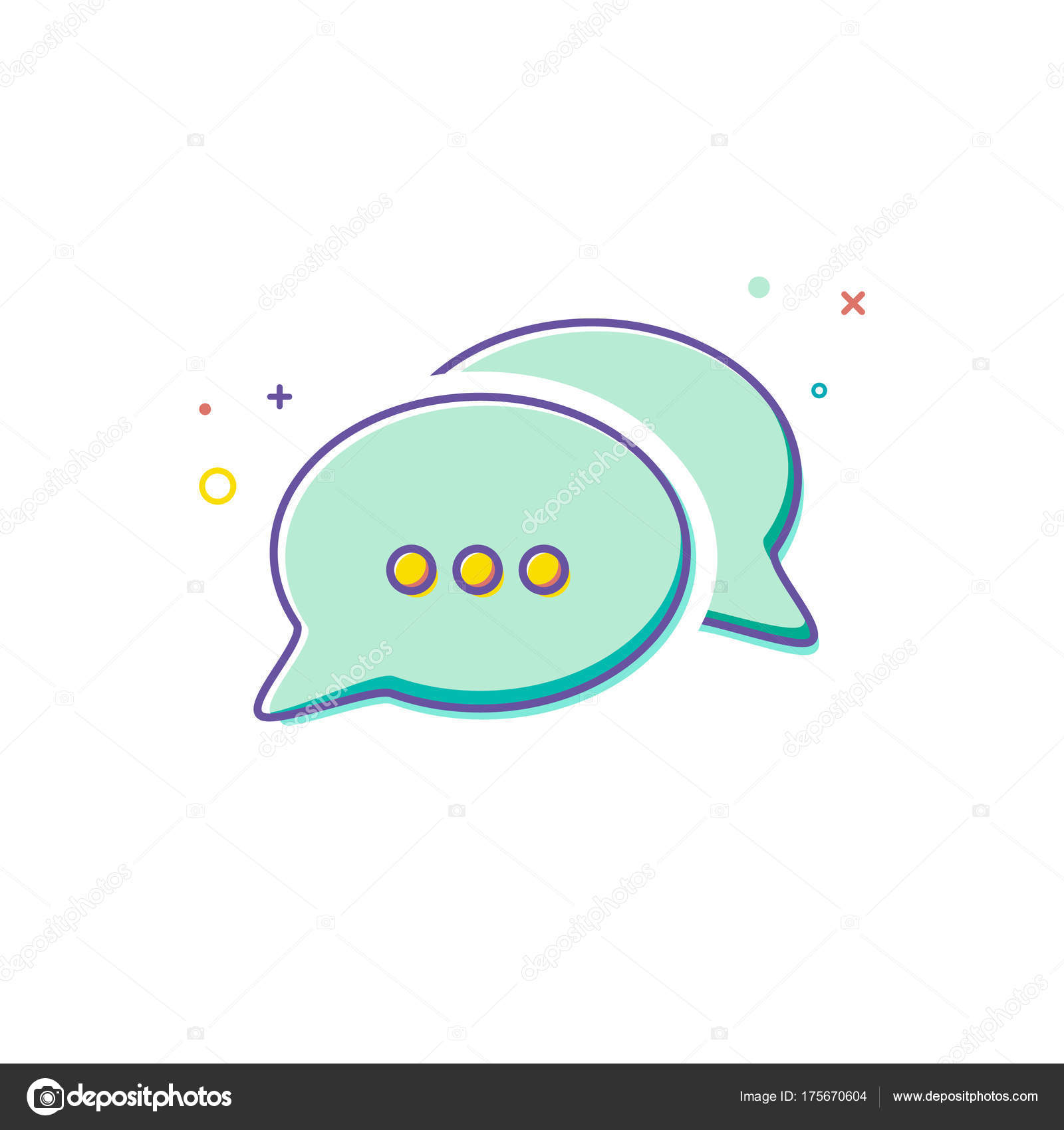 Chat Icon in trendy style - thin line flat design. Group speech ...