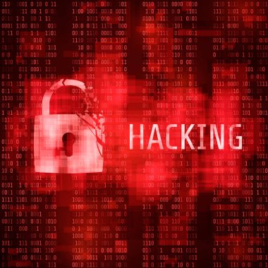 Kesmek. Hacker siber saldırı. Matris kod arka plan üzerinde kesmek programı. Vektör çizim