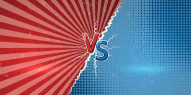 Retro çizgi roman tarzı konsepti karşı. Karşı çatışma, yarışma veya meydan okuma için tasarım şablonu. Retro arka plan vs harfler. Vektör çizim