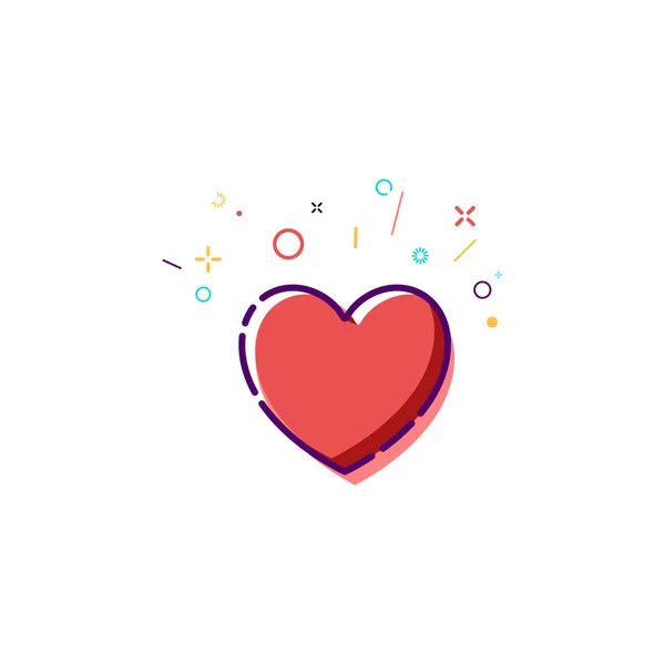 Concepto Corazón icono. Diseño de corazón plano de línea delgada. Feliz tarjeta de San Valentín. Ilustración vectorial — Archivo Imágenes Vectoriales