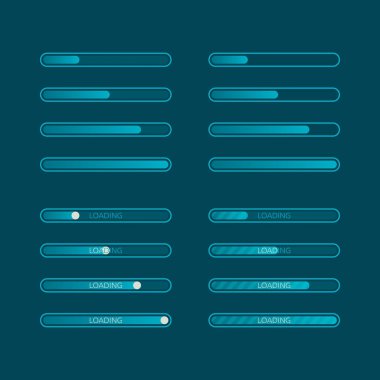 Web sitesi grafik ilerleme yükleme. Düz download gösterge kümesi. Vektör çizim