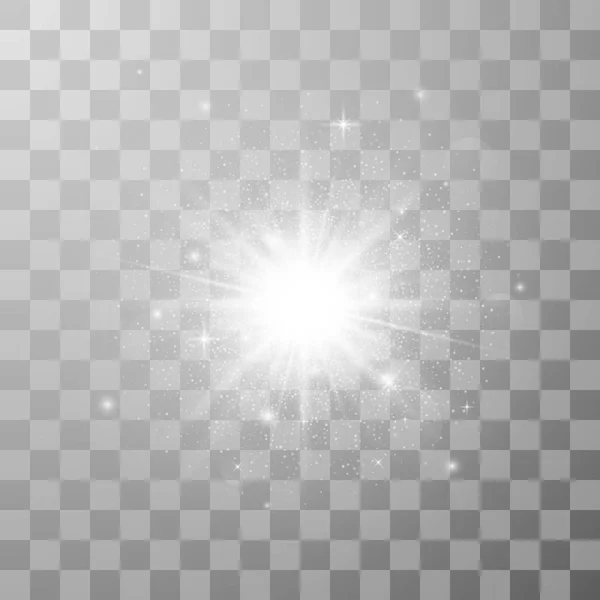 Ragyogás a fény hatása. Star tört ragyog. Az átlátszó háttér vektor illusztráció — Stock Vector