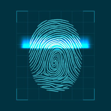 Parmak izi tarama için soyut geometrik kavram. kişisel kimlik doğrulama. Vektör çizim