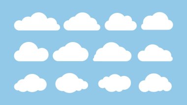 Bulut. Üzerinde mavi arka plan izole abstract beyaz bulutlu değeri. Vektör çizim