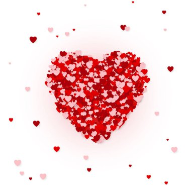 Mutlu Sevgililer günü tebrik kartı kavramı. Kalpli çerçeve. Kalpler konfeti, karnaval kavramı. Vektör çizim