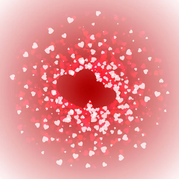 Par i hjärter fodrad med konfetti. Alla hjärtans dag kort. Vektorillustration — Stock vektor