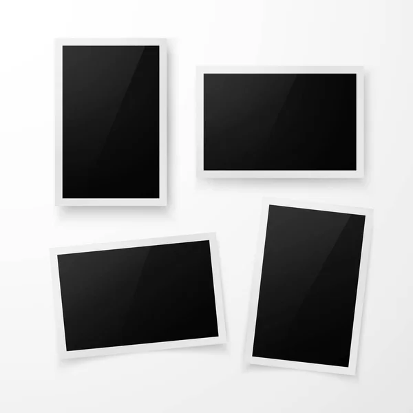 Fotorahmen mit Schatten. realistische Fotorahmenvorlage. Vektor-Illustration isoliert auf weißem Hintergrund — Stockvektor