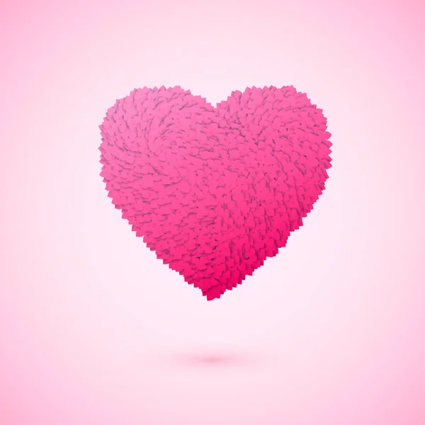 Coração Vermelho. Moldura cardíaca colorida. Romance Dia dos Namorados ilustração vetorial isolado no fundo rosa — Vetor de Stock