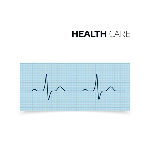 Medizinische Diagnose von Herzschlag und Herzfrequenz. Kardiogramm des gesunden Herzens. Heartbaet-Kurve auf Diagrammpapier. Vektorillustration — Stockvektor