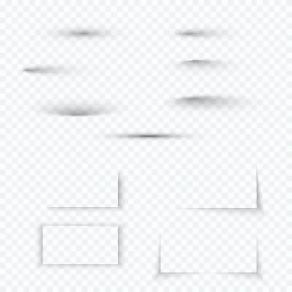 Set ombre morbide trasparente. Collezione realistica effetto ombra con bordo morbido. Illustrazione vettoriale isolata su sfondo trasparente — Vettoriale Stock