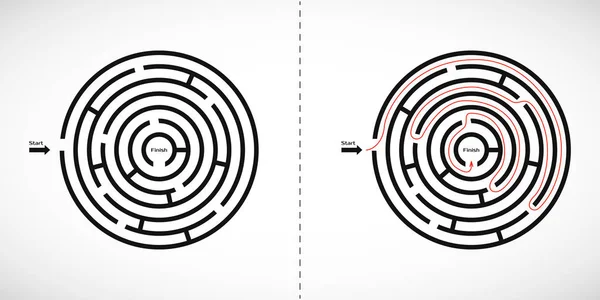 Pictograma labirintului abstract. Labirint element de design formă cu o intrare și o ieșire. Ilustrație vectorială — Vector de stoc