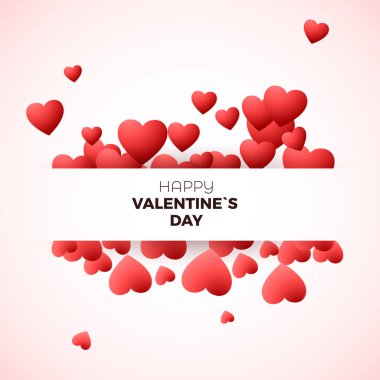 Mutlu Sevgililer günü tebrik kartı kavramı. Tasarım şablonu davet düğün ya da Sevgililer günü için kalpleri ve etiket için metin süslemeleri. Vektör çizim