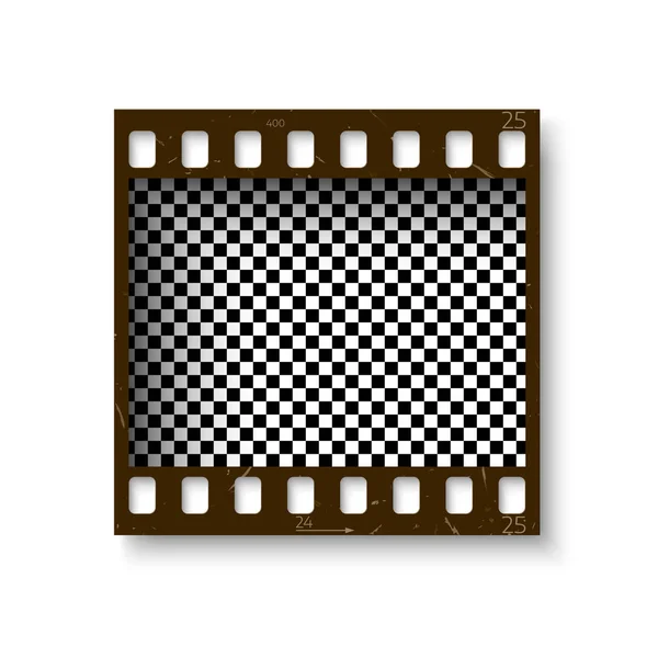 Realistischer Retro-Rahmen aus 35 mm Filmstreifen mit isoliertem Schatten auf weißem Hintergrund. Ein durchsichtiger negativer Kader. Vektorillustration — Stockvektor