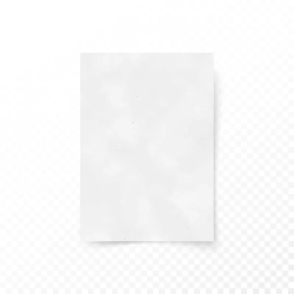 Modèle de feuille blanche de lettre de papier vide. Texture papier et carton. Toile de surface papier. Illustration vectorielle isolée sur fond transparent — Image vectorielle