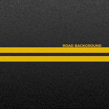 Taneli asfalt yapısını. Doku iki sarı çizginin yol işaretleme ile asfalt. Soyut yol arka plan. Vektör çizim 