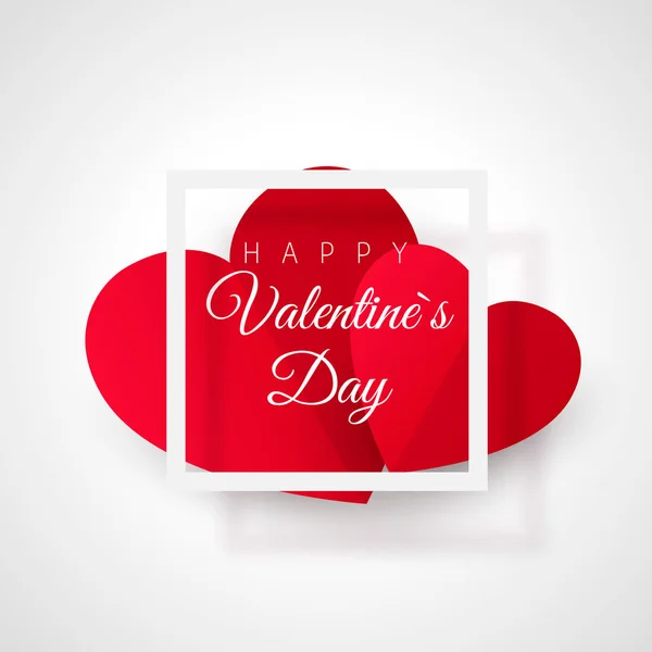 Greeting card with Valentine's day. Heart with text in frame. Vector illustration on white background — Stock Vector
