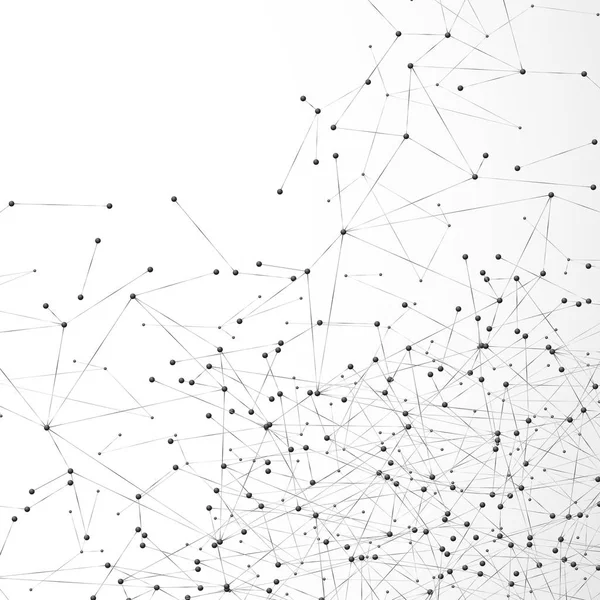 Átomo abstrato ou grade molecular. Complexo matriz de malha digital de nós. Ponto geométrico e fundo de linha. Dados globais da Web. Ilustração vetorial —  Vetores de Stock