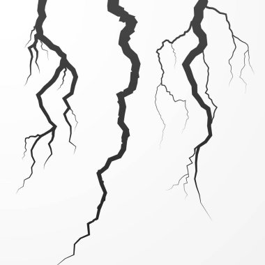 Yarık ve yarık kümesi. Kırık surfase bölme. Beyaz arka plan üzerinde izole vektör çizim çatlamak