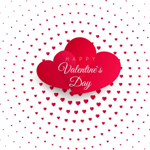 Valentine's day greeting card. Halftone Confetti red heart on white background with text Happy Valentines day. For design poster, wedding invitation, mothers day, valentines day, card. Vector — Stock Vector