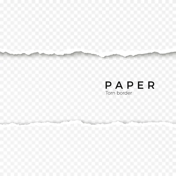 Borda de papel rasgada sem costura horizontal. Borda quebrada áspera de listra de papel. Ilustração vetorial isolada sobre fundo transparente —  Vetores de Stock