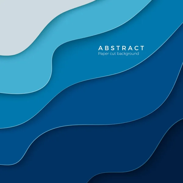 3D Abstrakcja Niebieski tło z papieru wyciąć kształty. Projektowanie plakatów biznesowych i elementy. Kolorowe rzeźba sztuka. Tle ramki papieru. Ilustracja wektorowa — Wektor stockowy